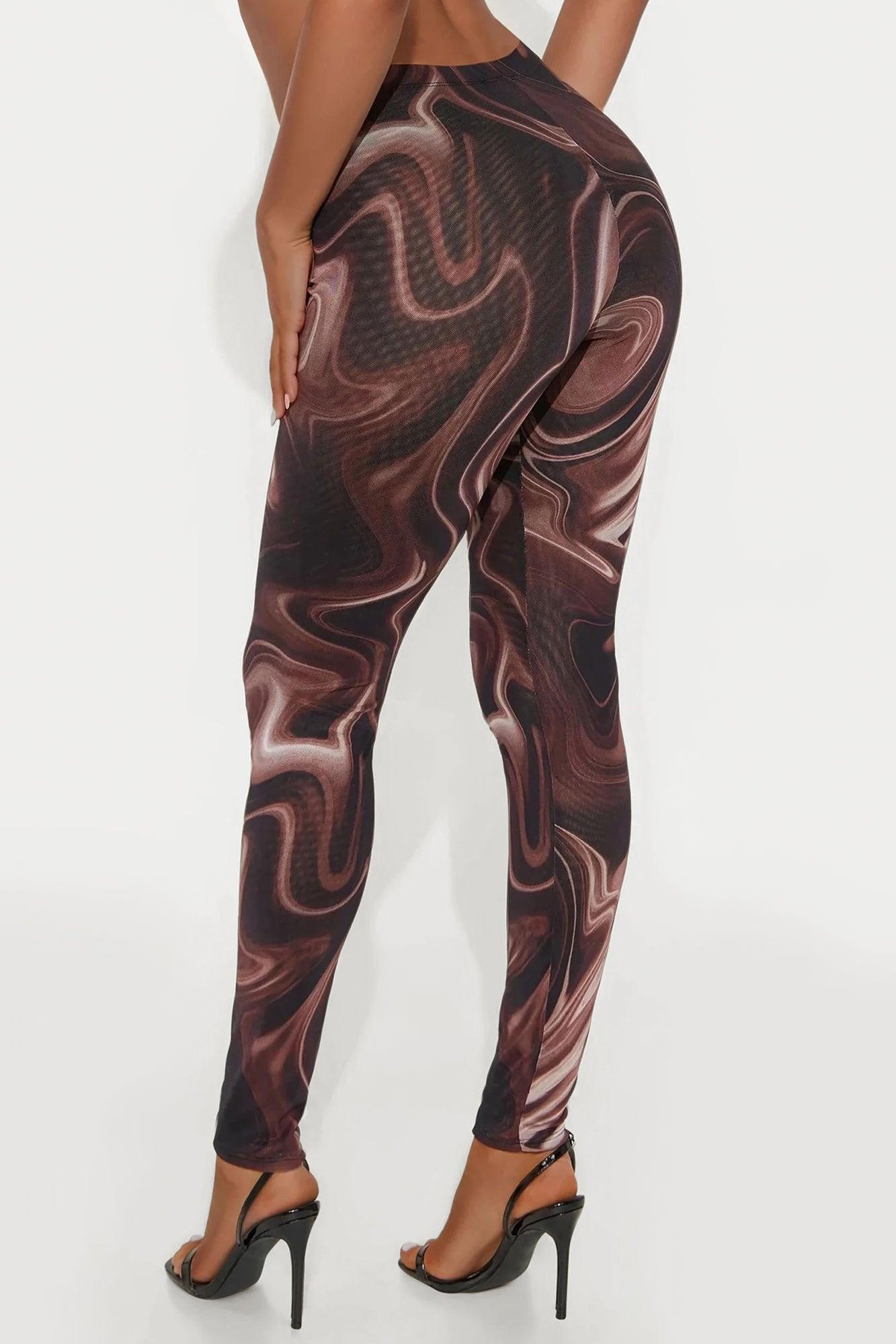 Better Than Your Ex Double Lined Mesh Legging - Brown/combo Female Product Image