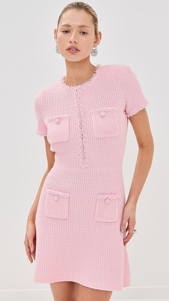 Self Portrait Pink Textured Knit Mini Dress | Shopbop Product Image