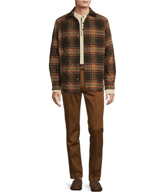 Roundtree & Yorke Long Sleeve Quilted Large Plaid Shirt Jacket Product Image