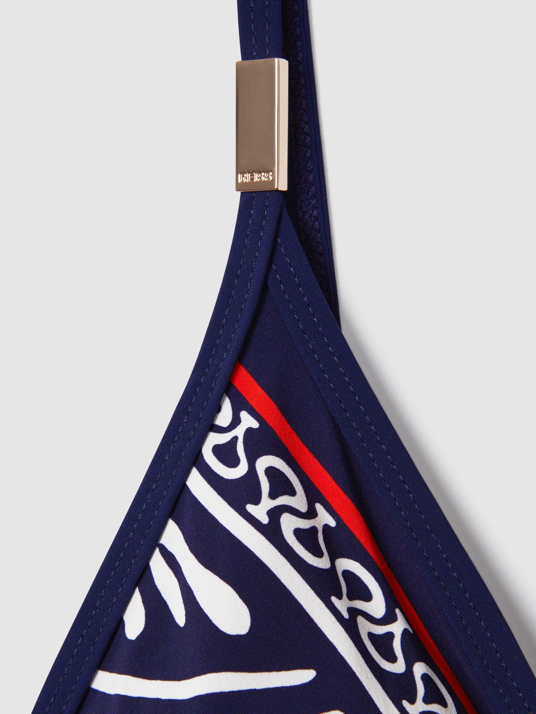 Printed Triangle Bikini Top in Navy/Red Product Image