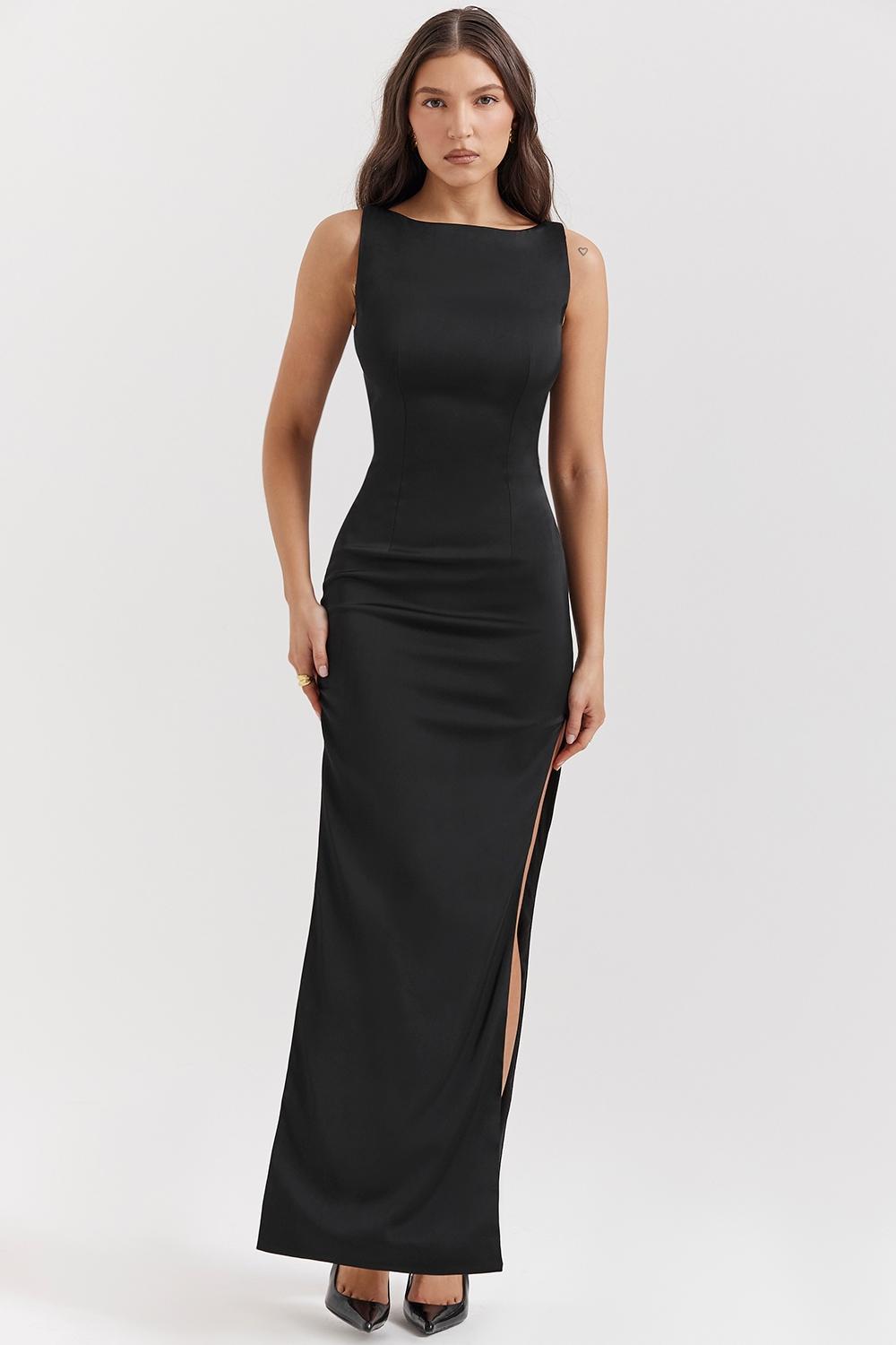 Filomena Black Maxi Dress Product Image