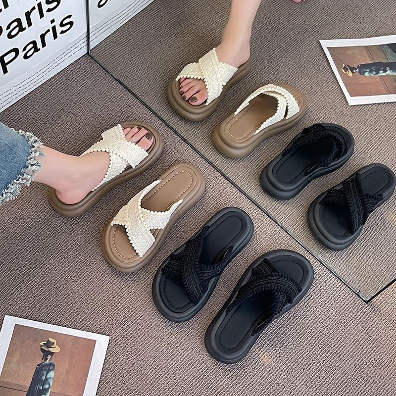 Platform Crisscross Slide Sandals Product Image