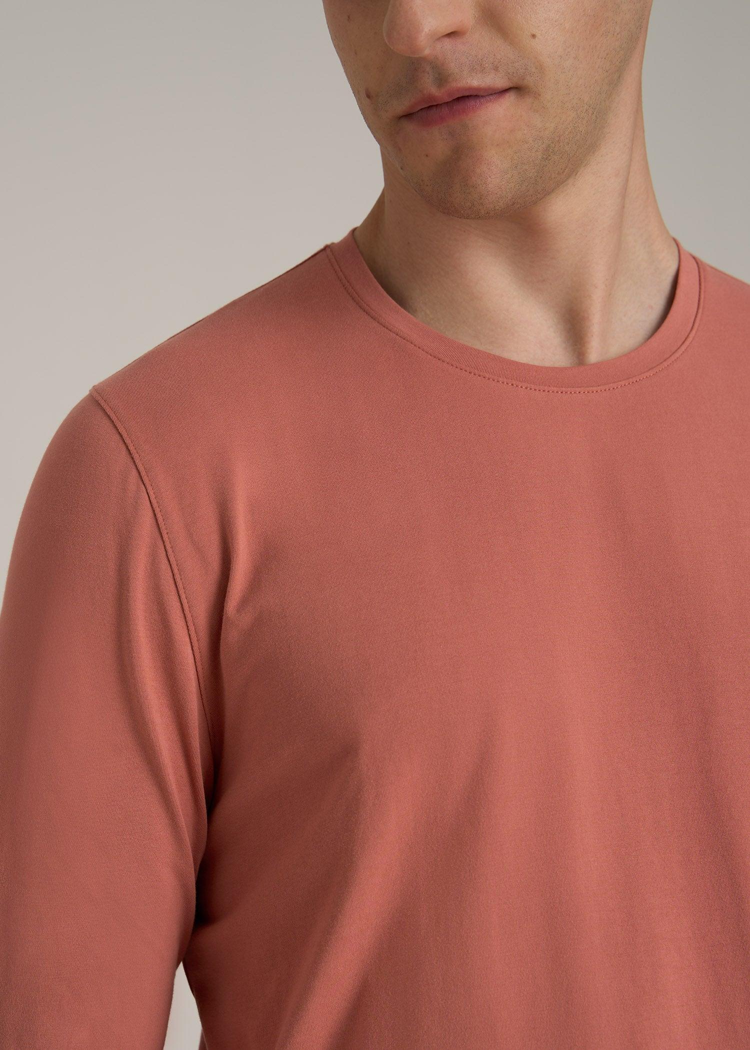 The Essential MODERN-FIT Crewneck Long Sleeve Tall Men's Tee in Persimmon Male Product Image