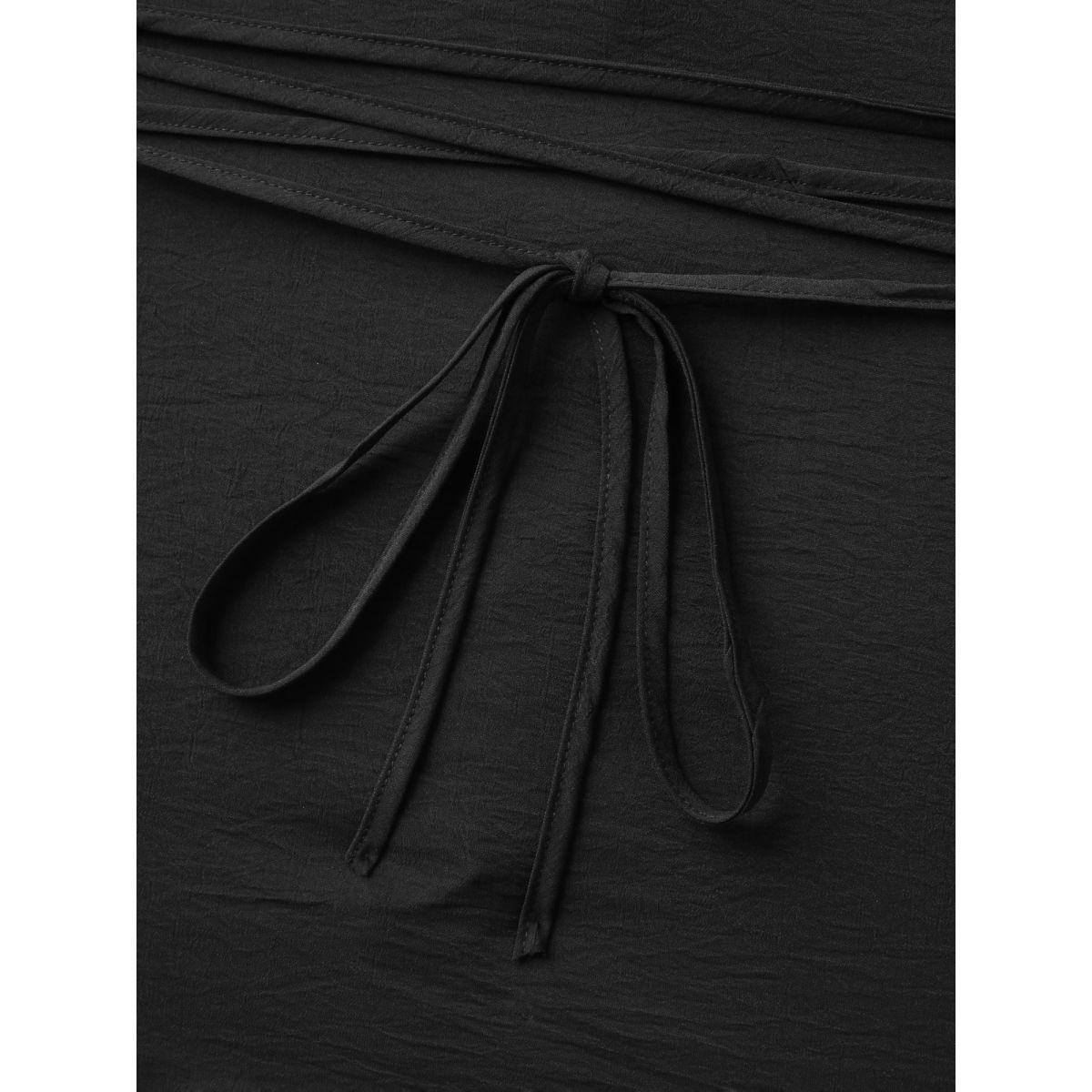 Plus Size Twist Front Button Placket Tank Top Women Black Twist Shirt collar Work Tank Tops Camis BloomChic 18-20/2X Product Image