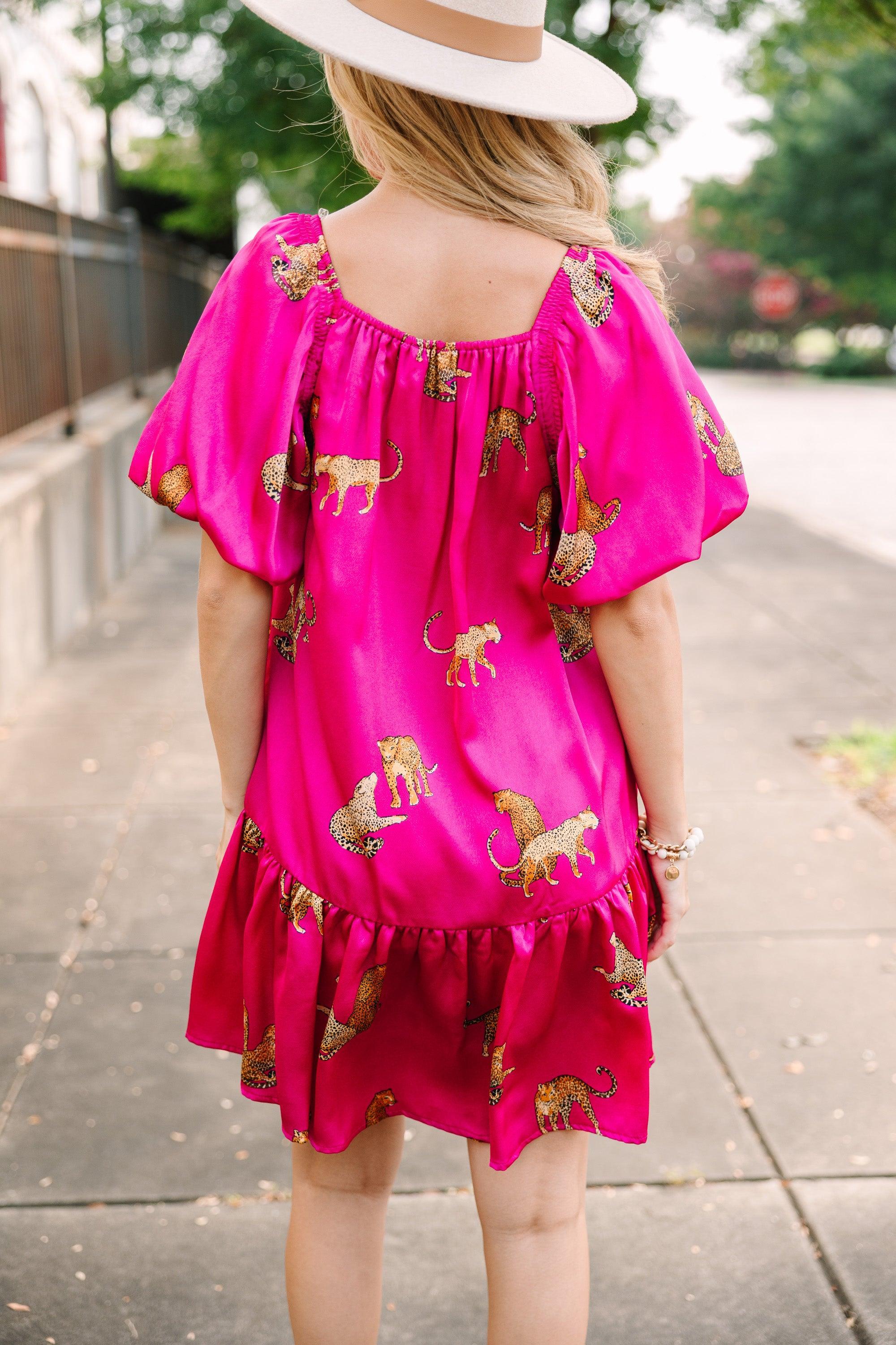 Ready For The Day Fuchsia Pink Cheetah Print Dress Female Product Image