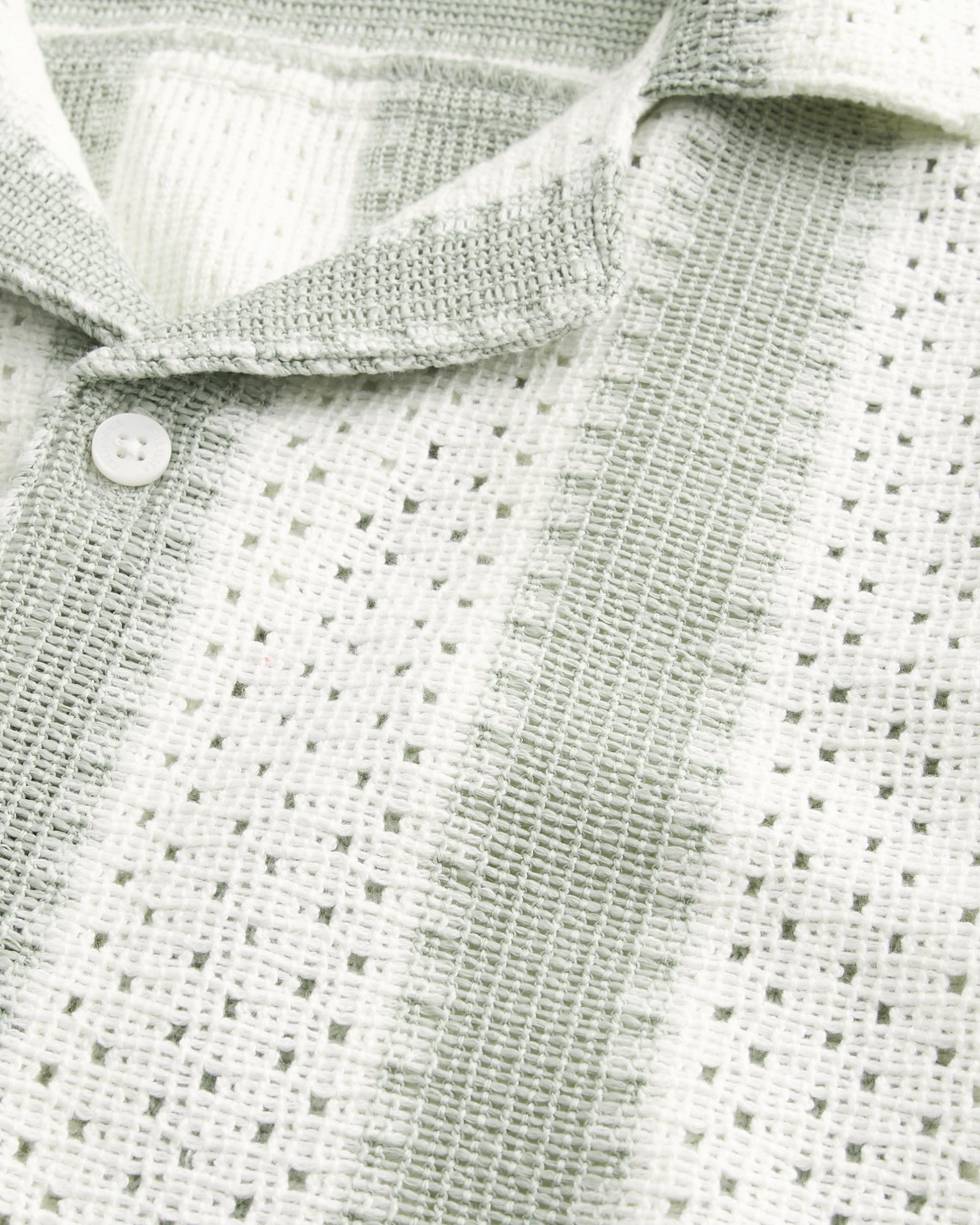 Boxy Short-Sleeve Crochet-Style Shirt Product Image