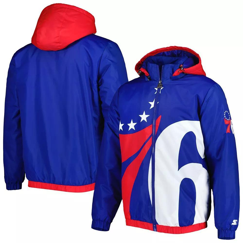 Men's Starter Royal Philadelphia 76ers The Triple Double Full-Zip Hoodie Jacket,  Product Image