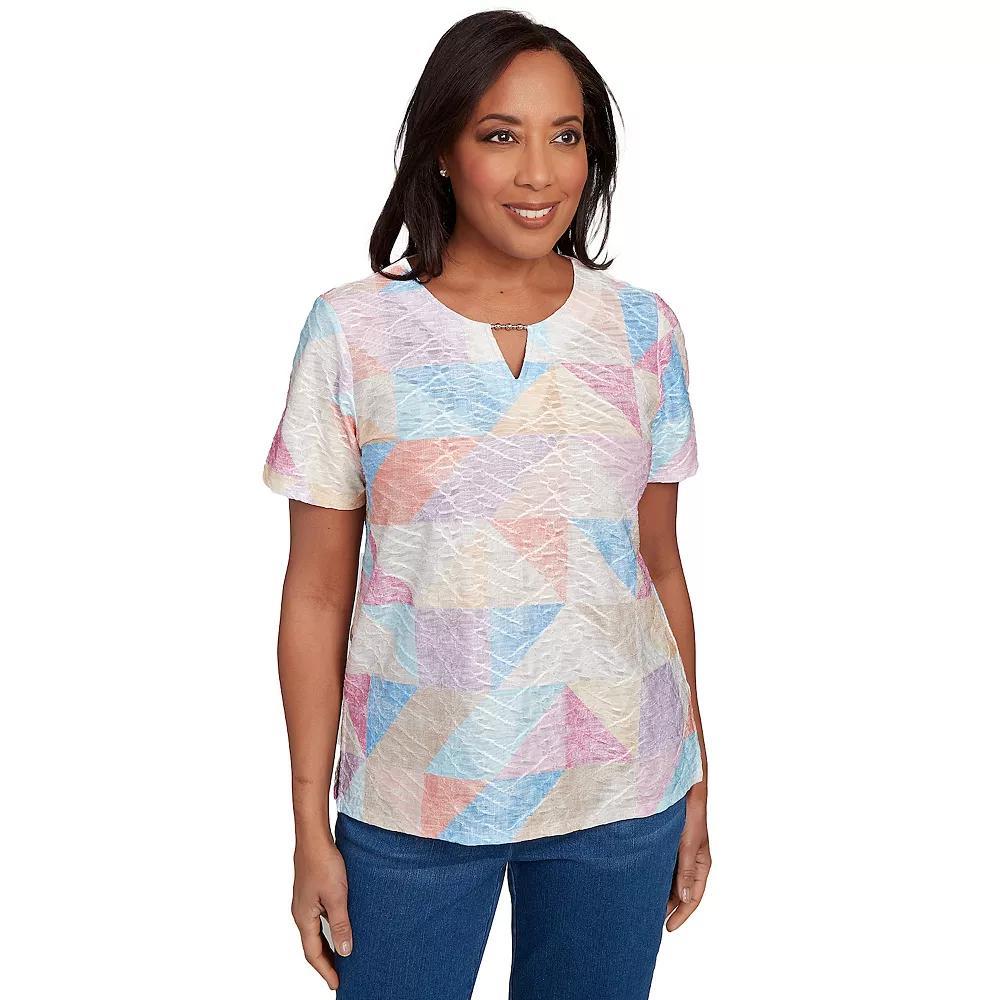 Women's Alfred Dunner Geometric Patchwork Tee,  Product Image