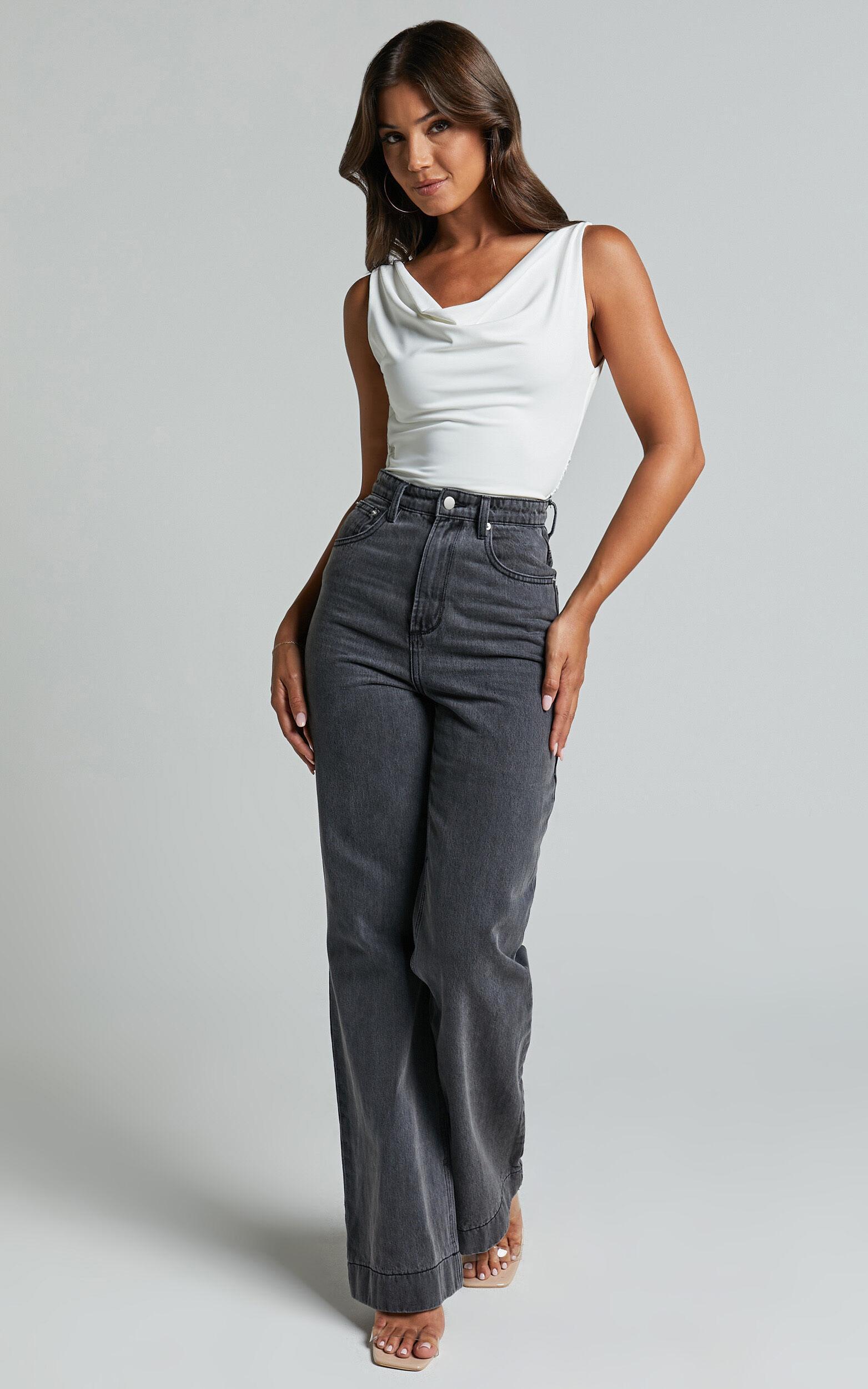 Doris Top - Cowl Neck Crop Top in White Product Image