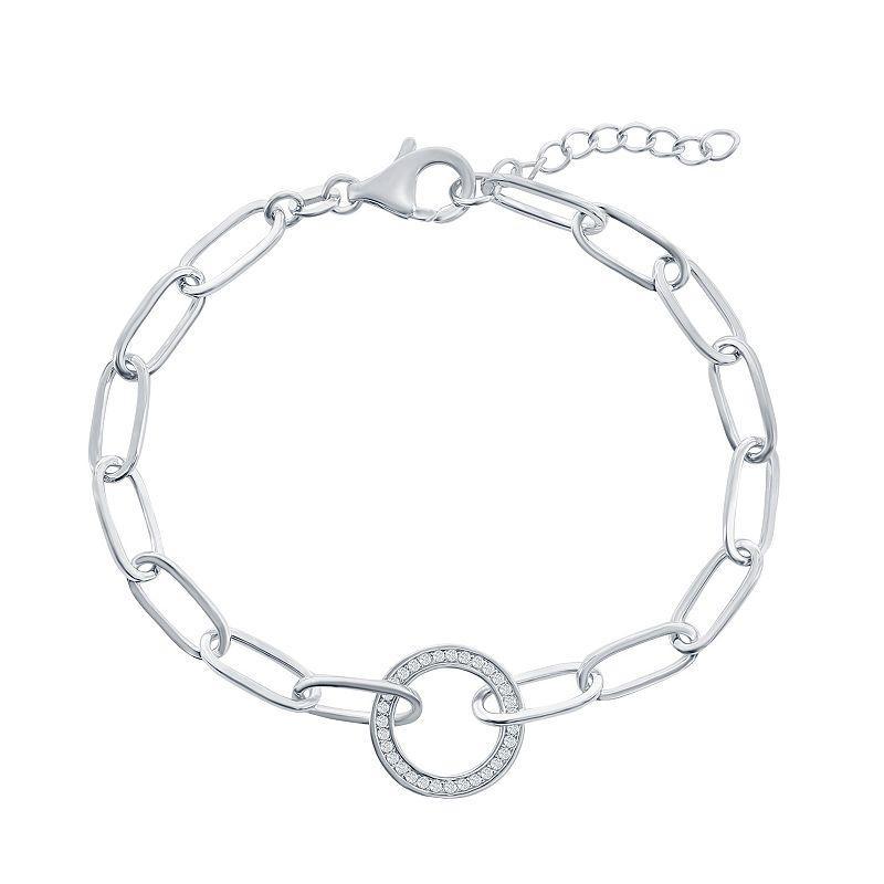 Argento Bella Cubic Zirconia Open Circle Paper Clip Bracelet, Women's,  Product Image