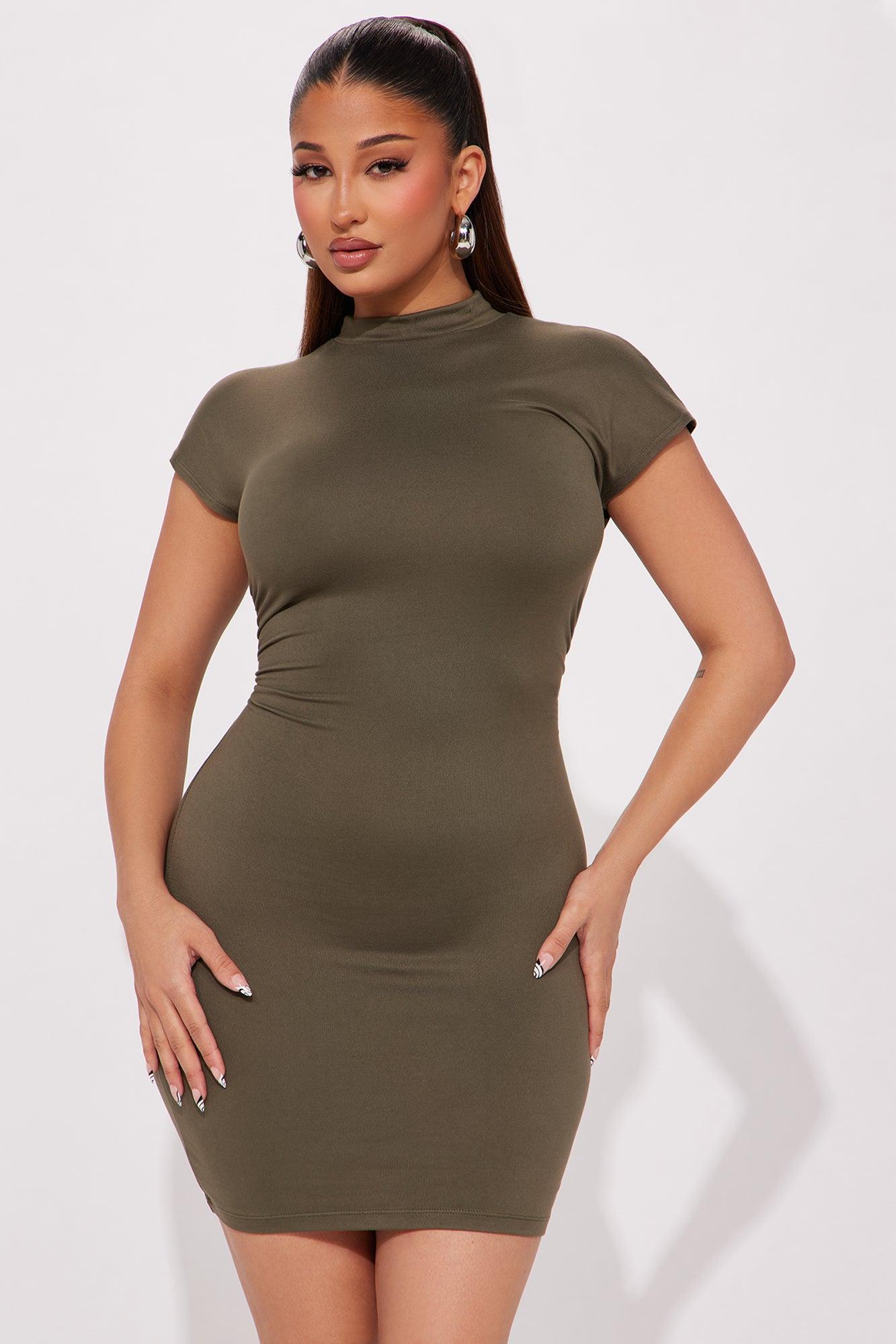 Daphne Ruched Mini Dress - Green Product Image