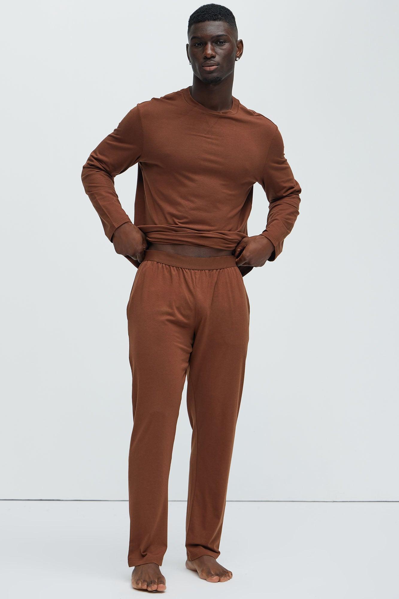 Essential Modal Lounge Long Sleeve Tee - Brown Product Image