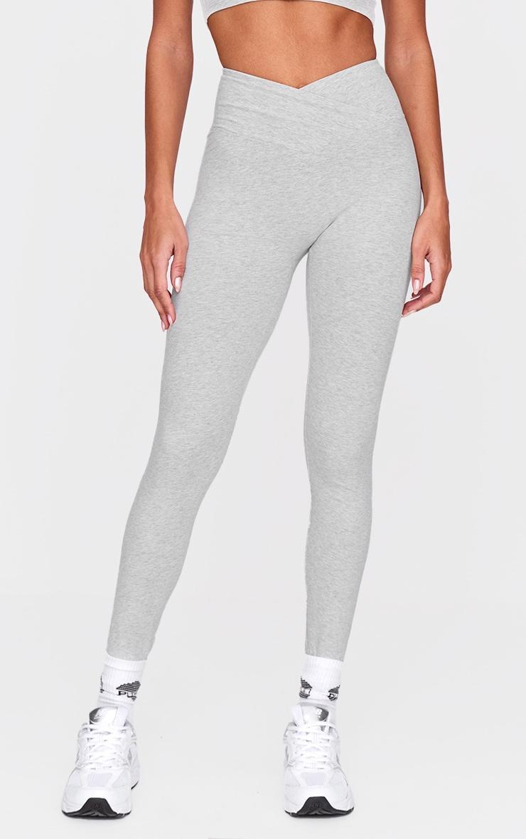 Ash Grey Sculpt Wrap Waist Gym Leggings Product Image