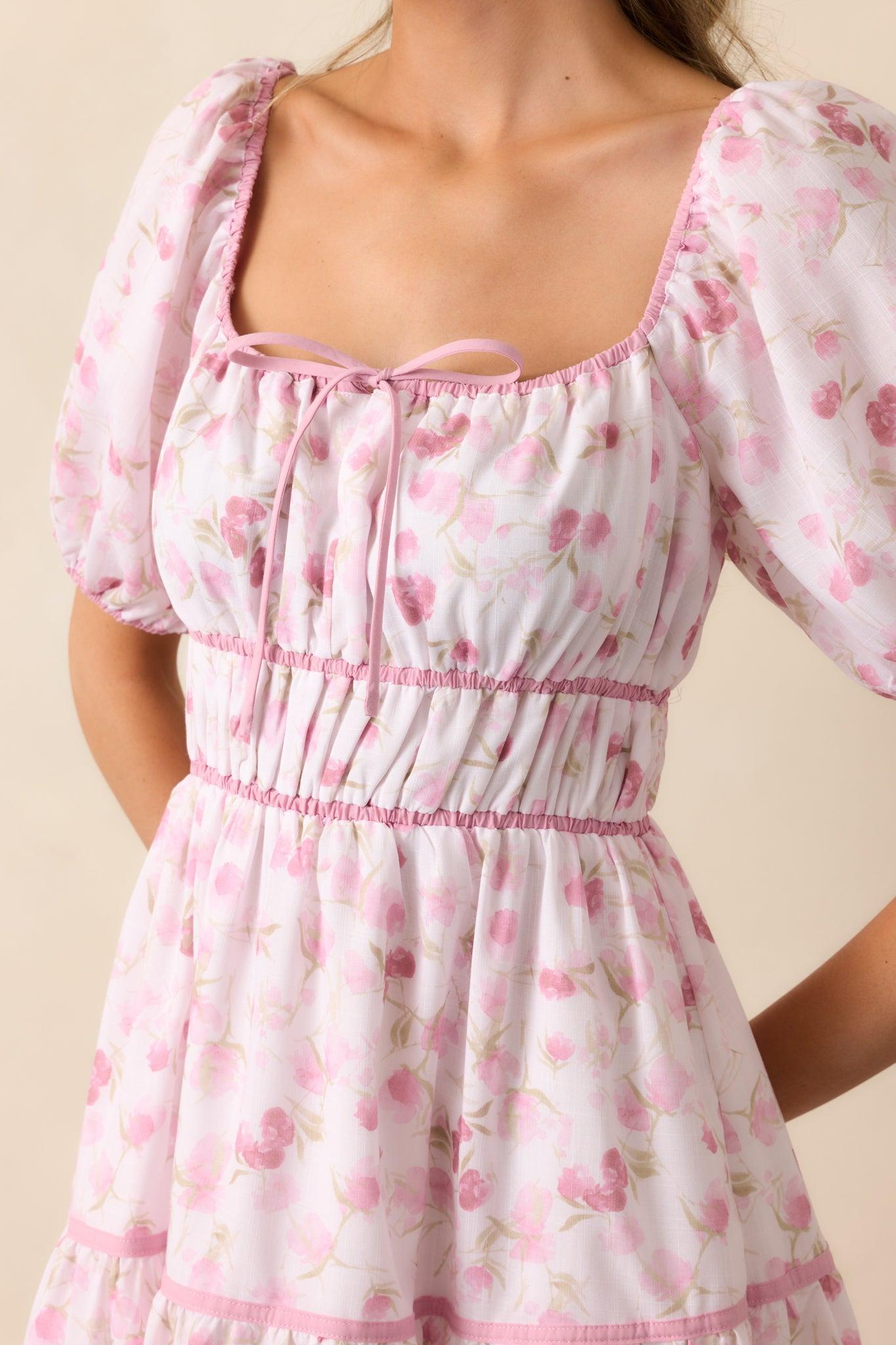 Every Sunday Pink Floral Puff Sleeve Maxi Dress Product Image