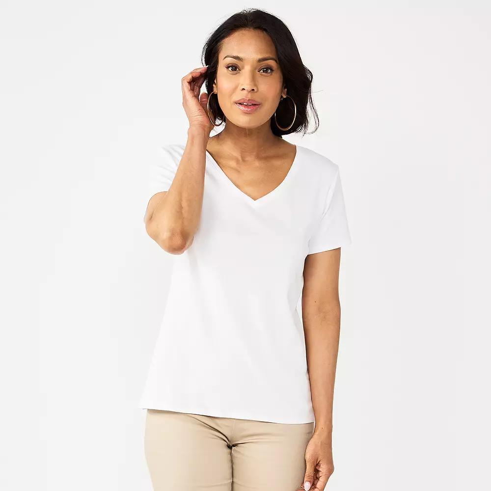 Petite Croft & Barrow® Essential V-Neck Tee, Women's,  Product Image