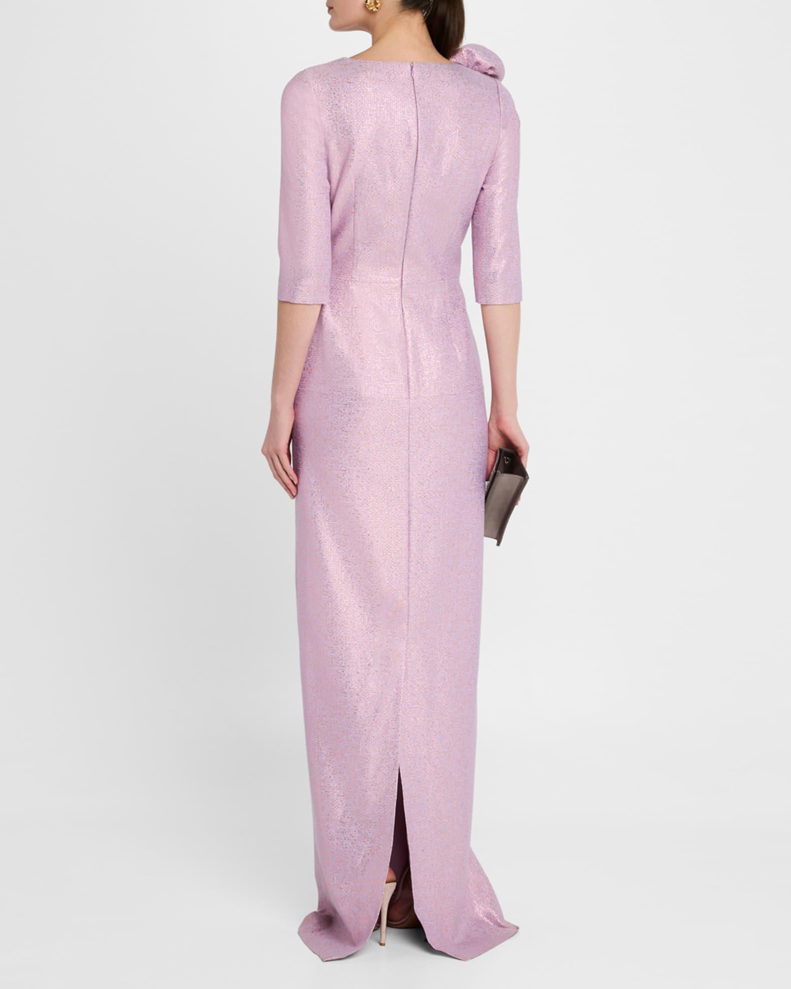 Applique Metallic Jacquard Column Gown Product Image