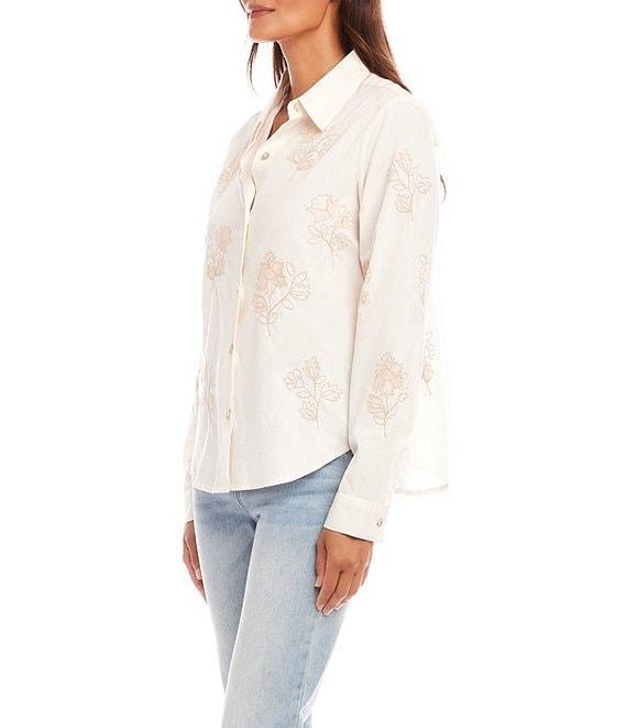 Karen Kane Floral Embroidered Button Front Shirt Product Image