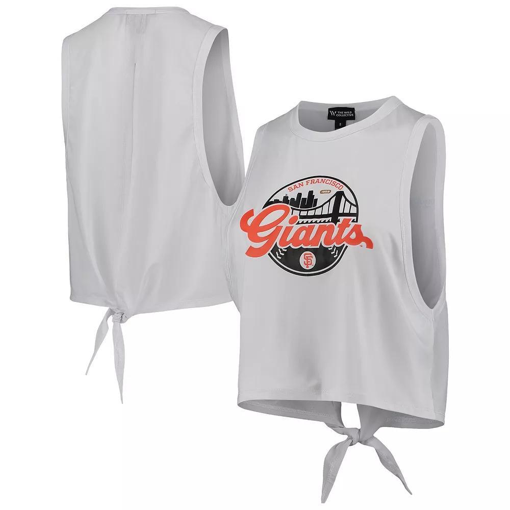 Women's The Wild Collective White San Francisco Giants Open Back Twist-Tie Tank Top, Size: Large Product Image