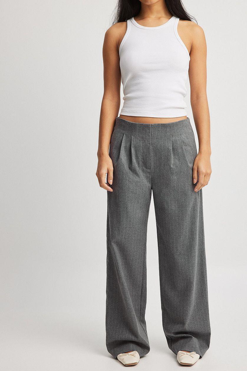 Striped Straight Low Waist Suit Pants Product Image