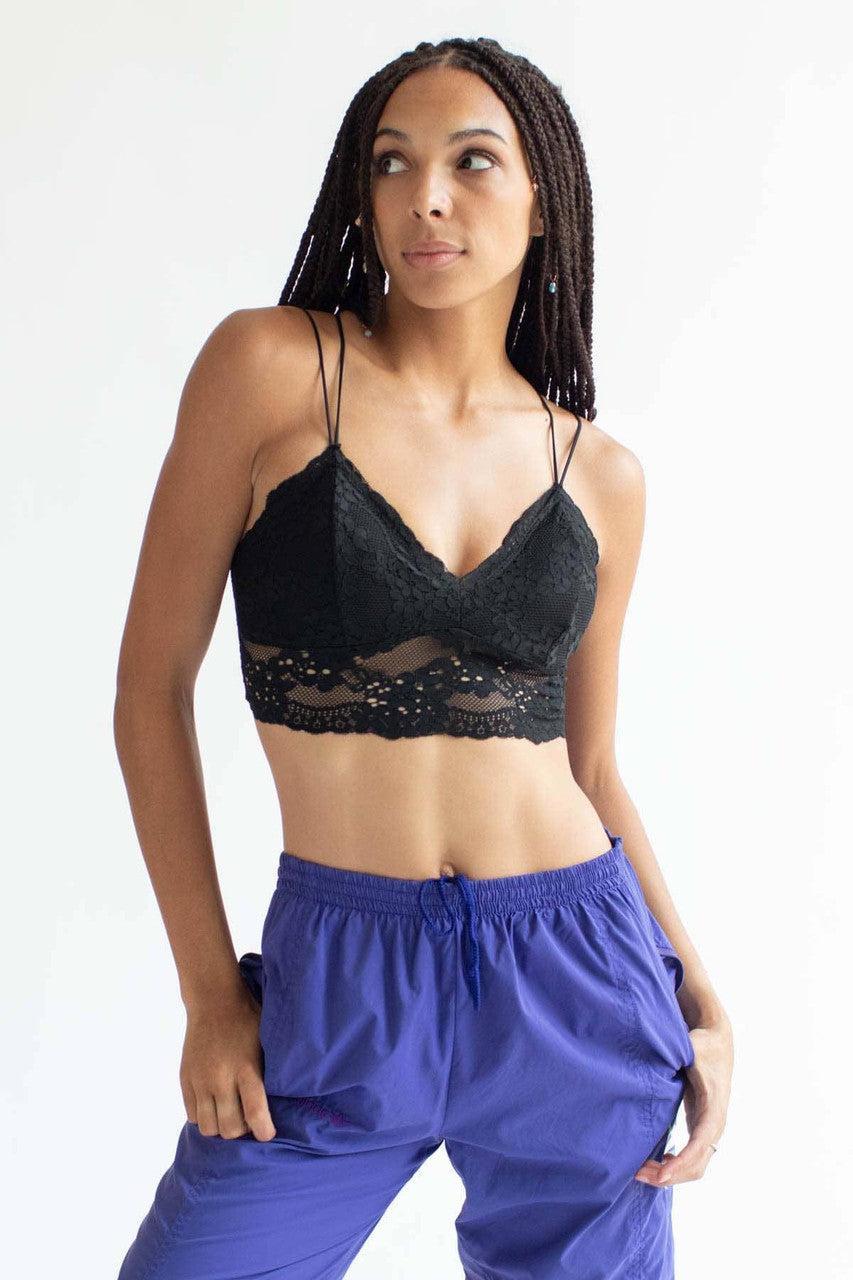 Black Lace Triangle Strap Bralette Product Image