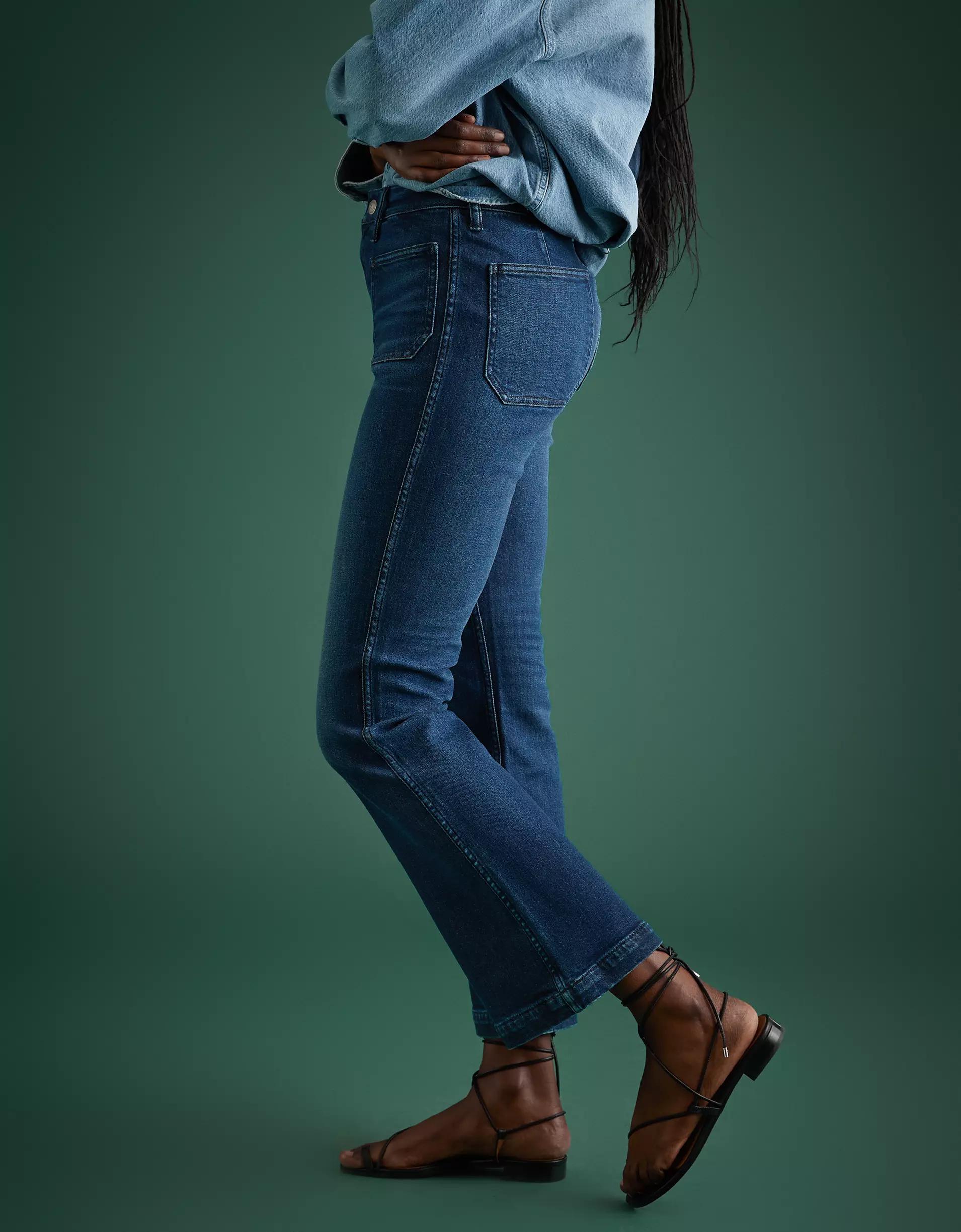 AE77 Premium High-Waisted Crop Flare Jean Product Image