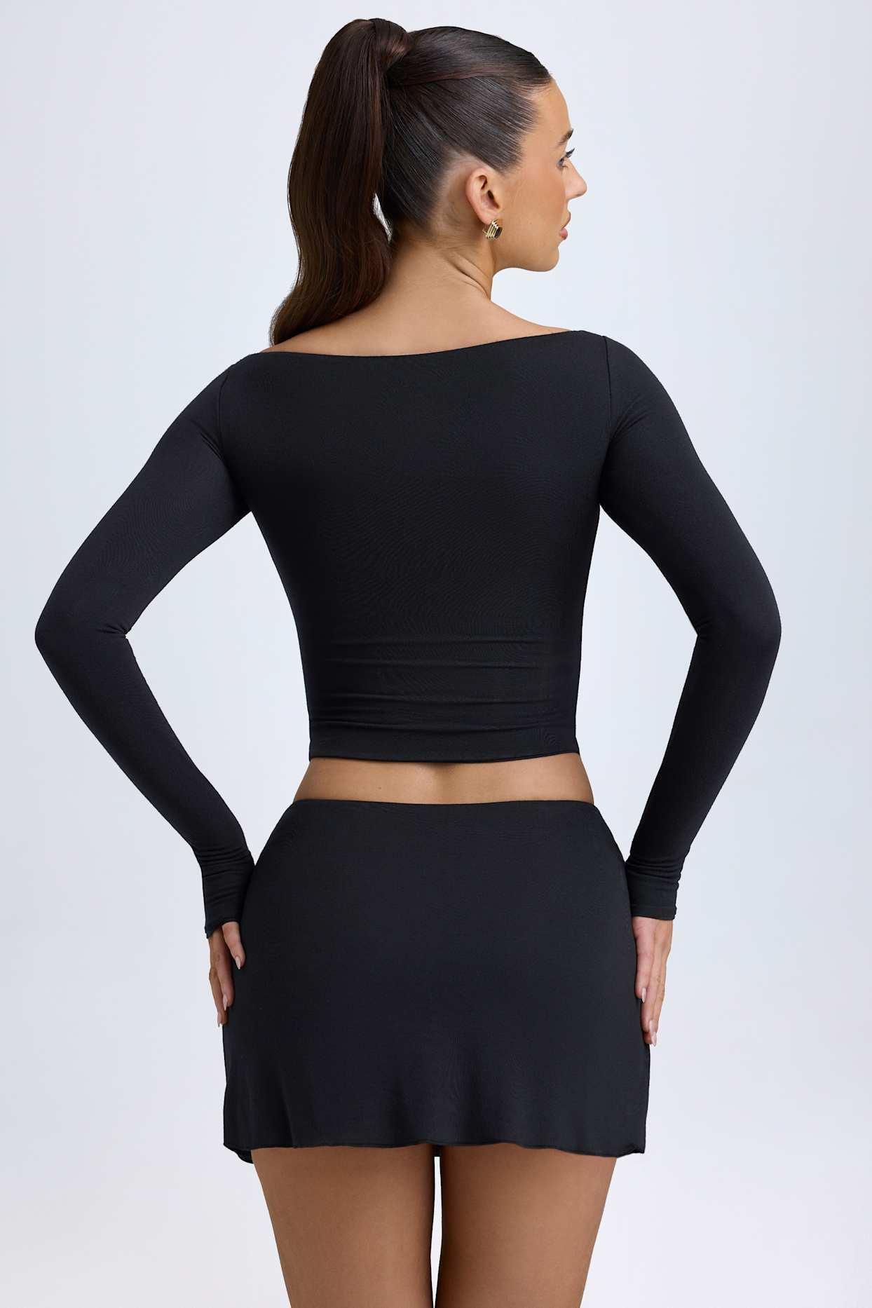 Modal Cut-Out Button-Detail Top in Black Product Image