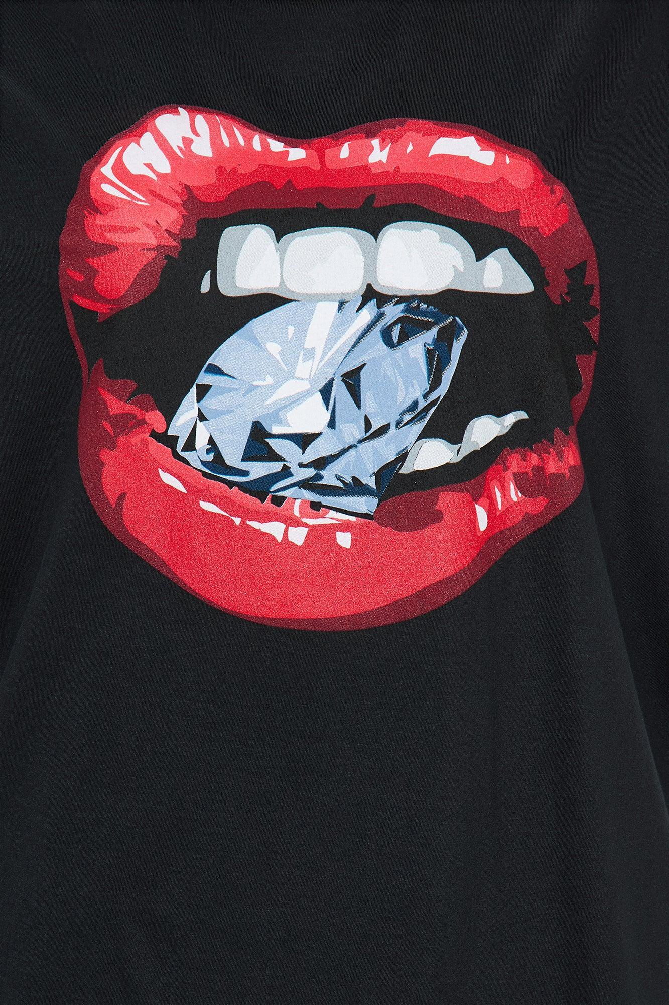 Drippin In Diamonds Oversized Tee - Black Female Product Image