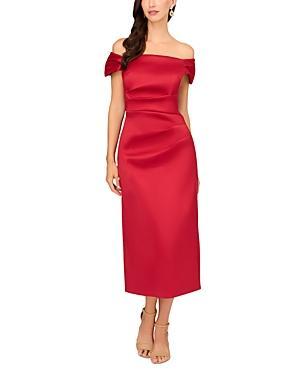 Womens Stretch Mikado Off-the-Shoulder Midi-Dress Product Image