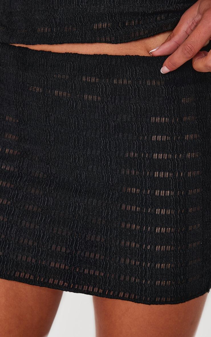 Black Textured Ribbed Micro Mini Skirt Product Image