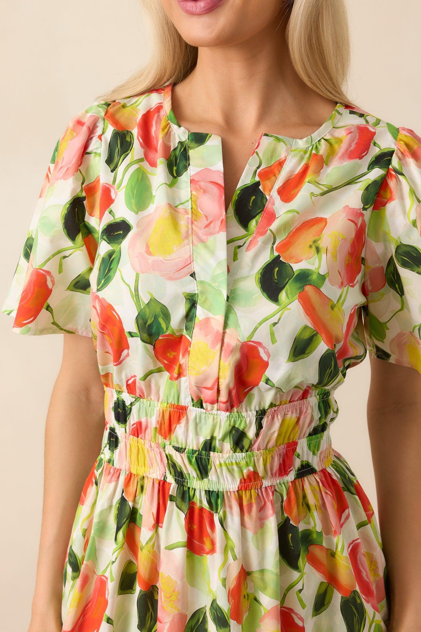 Something About It Orange Floral Print Cotton Maxi Dress Product Image