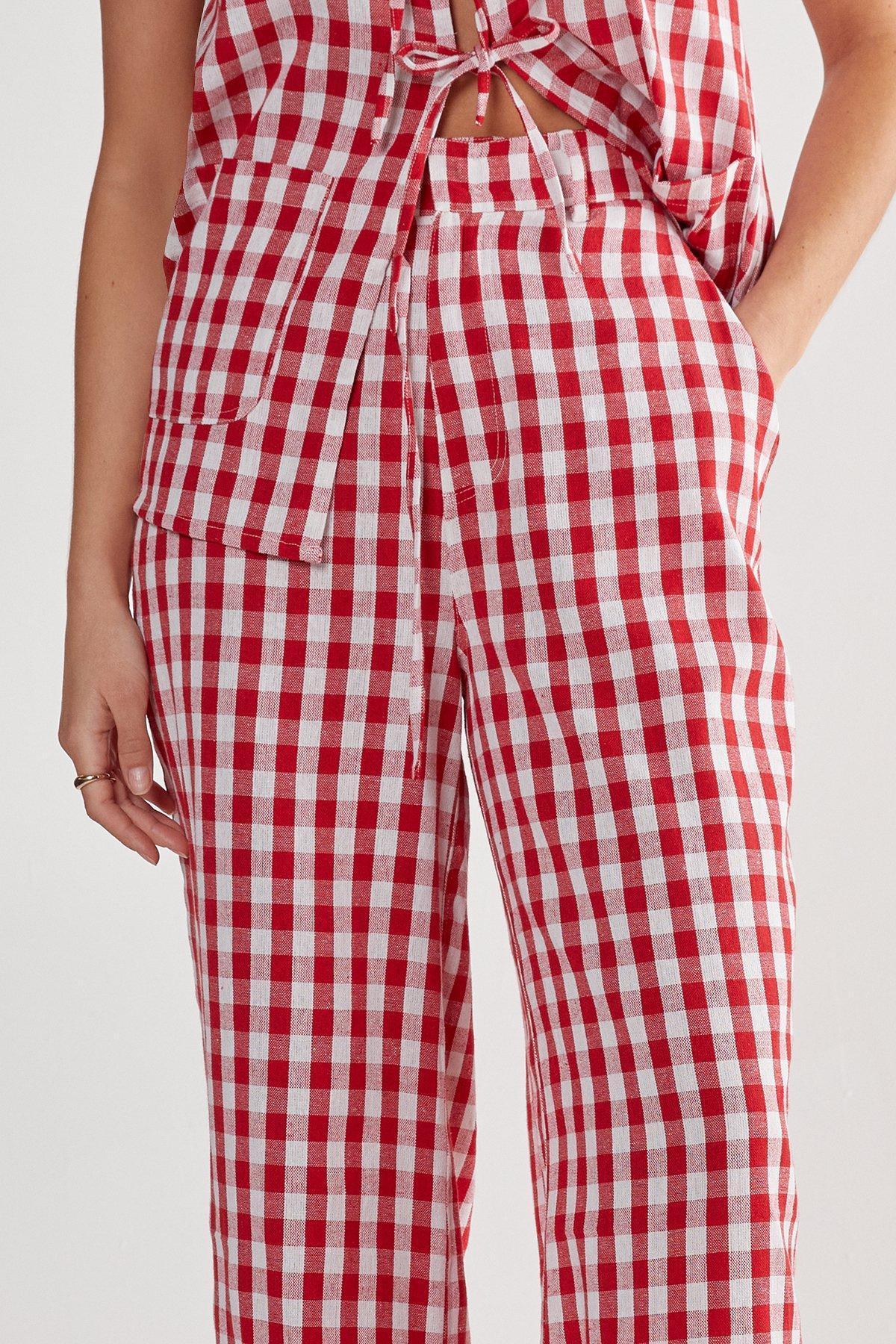Gingham Wide Leg Pants Product Image