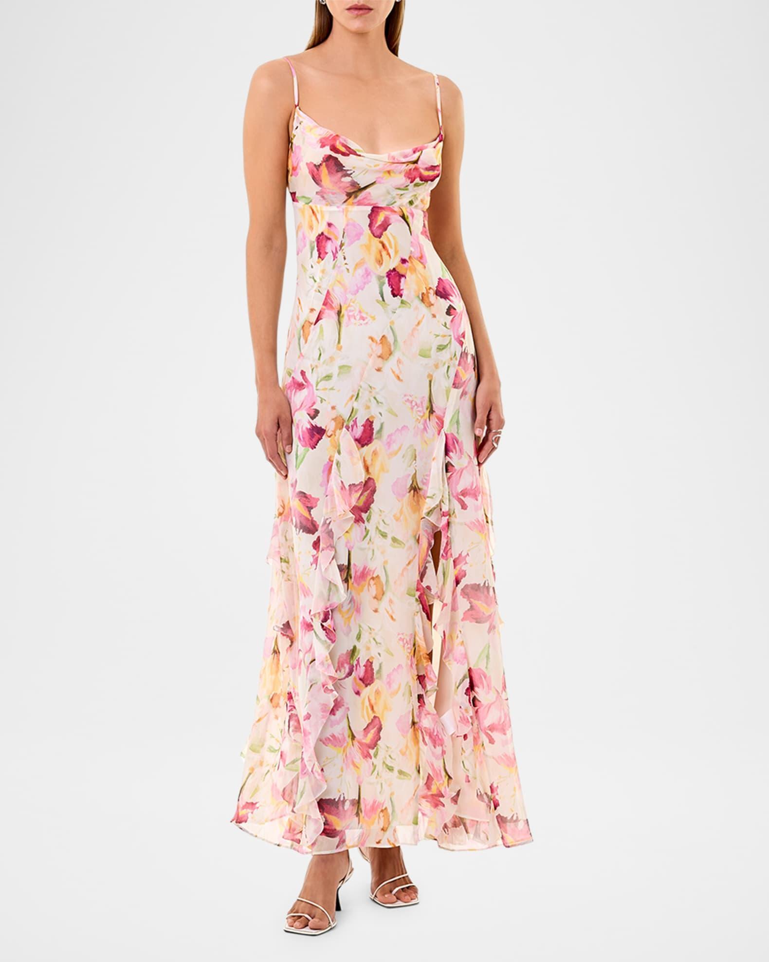 Kamila Floral-Print Ruffle Gown Product Image