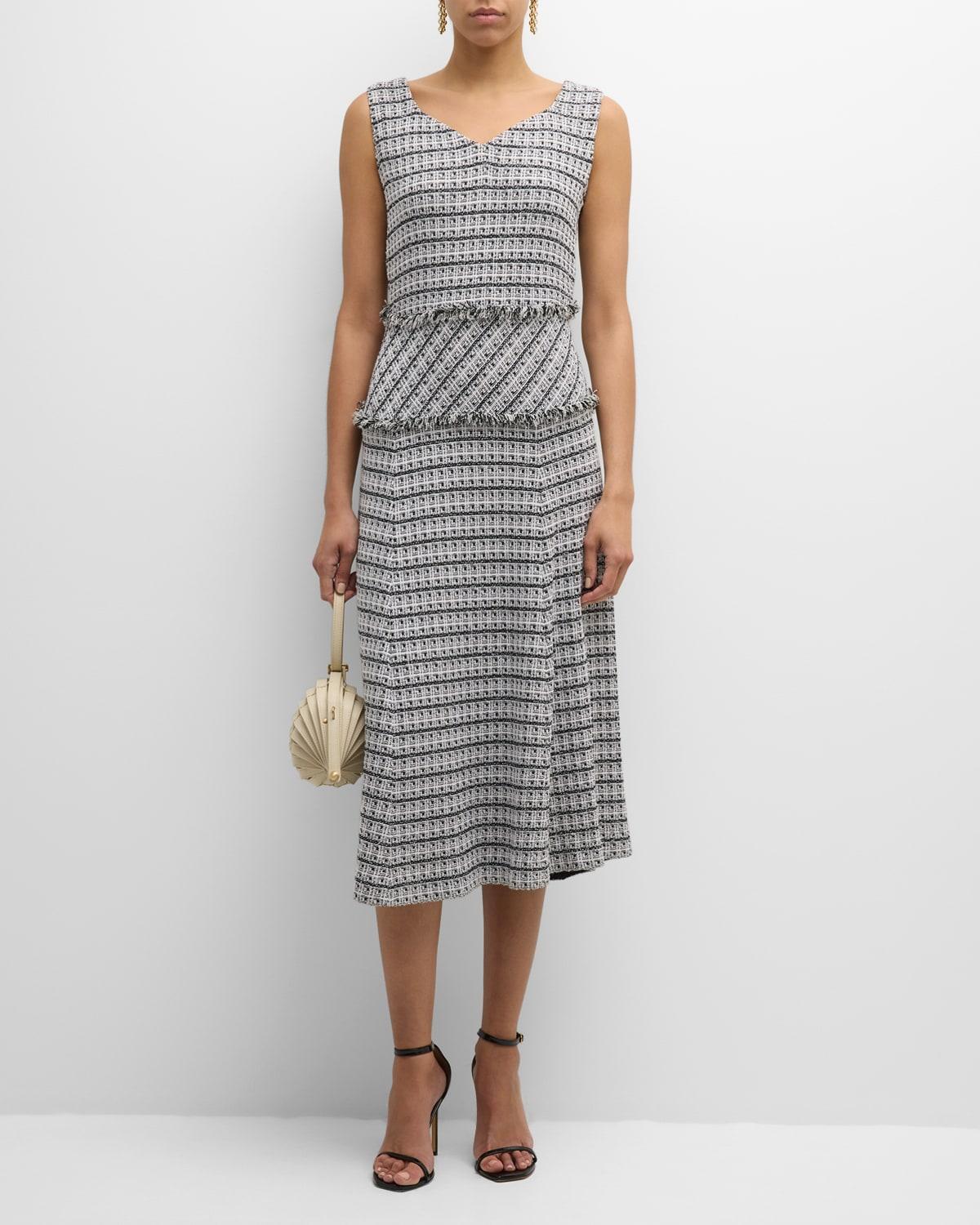 Womens Tweed Drop-Waist Midi-Dress Product Image