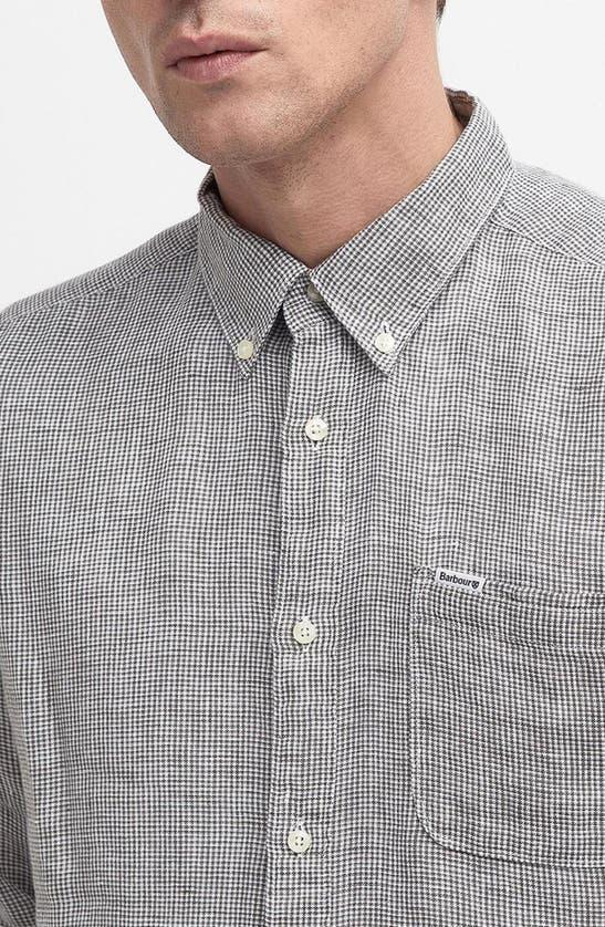 BARBOUR Linton Tailored Fit Check Linen Button-down Shirt In Olive Product Image