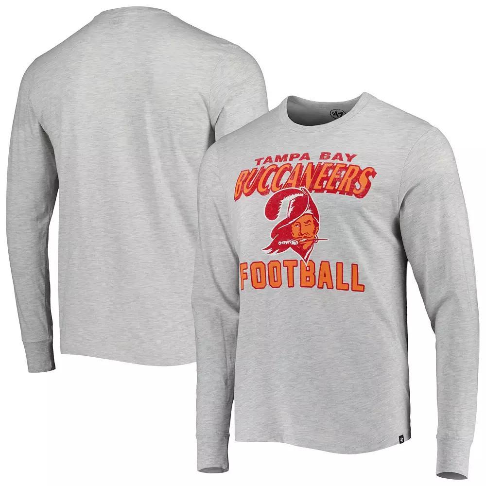 Men's '47 Heathered Gray Tampa Bay Buccaneers Dozer Franklin Long Sleeve T-Shirt,  Product Image