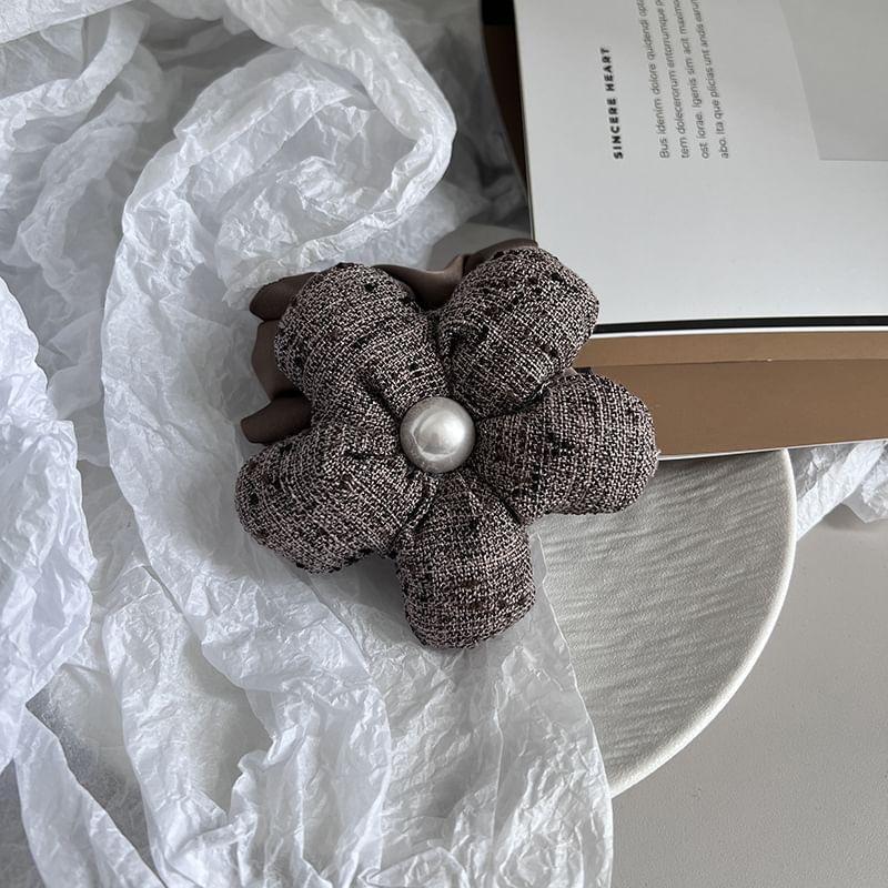 Floral Faux Pearl Fabric Scrunchie Product Image