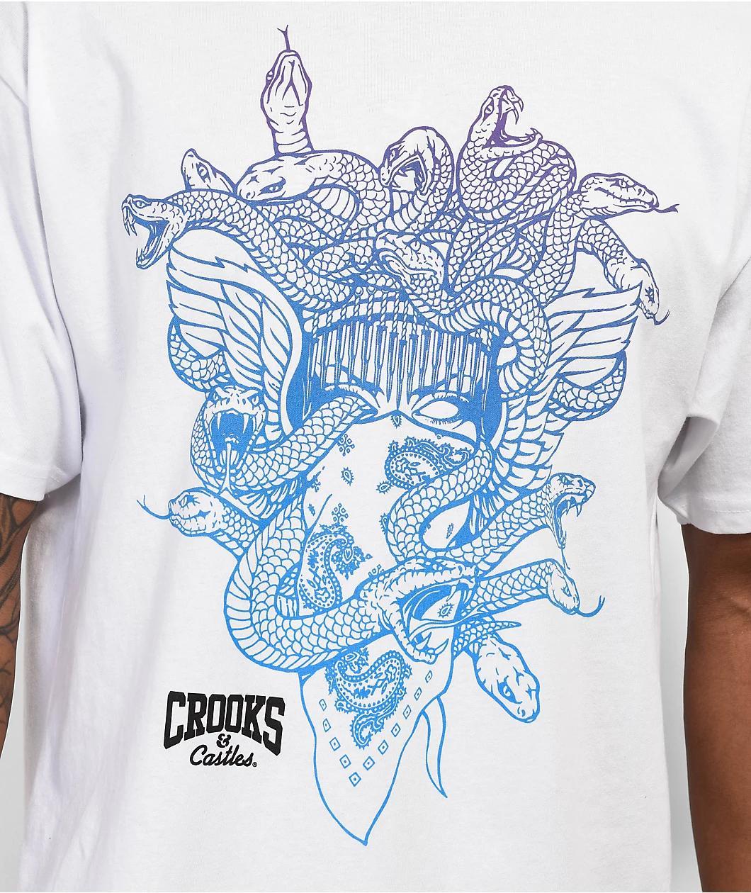 Crooks & Castles Outline Medusa White T-Shirt Product Image