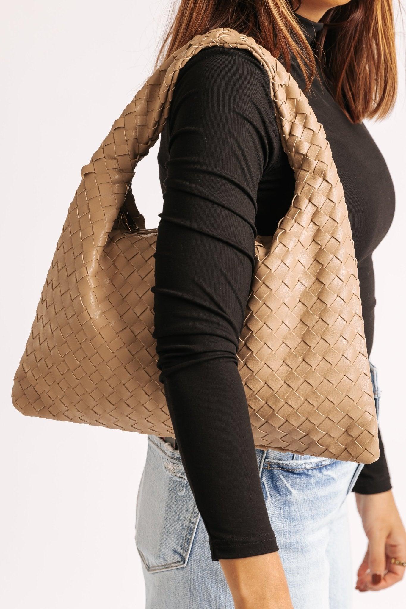 Leah Natural Woven Vegan Leather Shoulder Bag - FINAL SALE Product Image