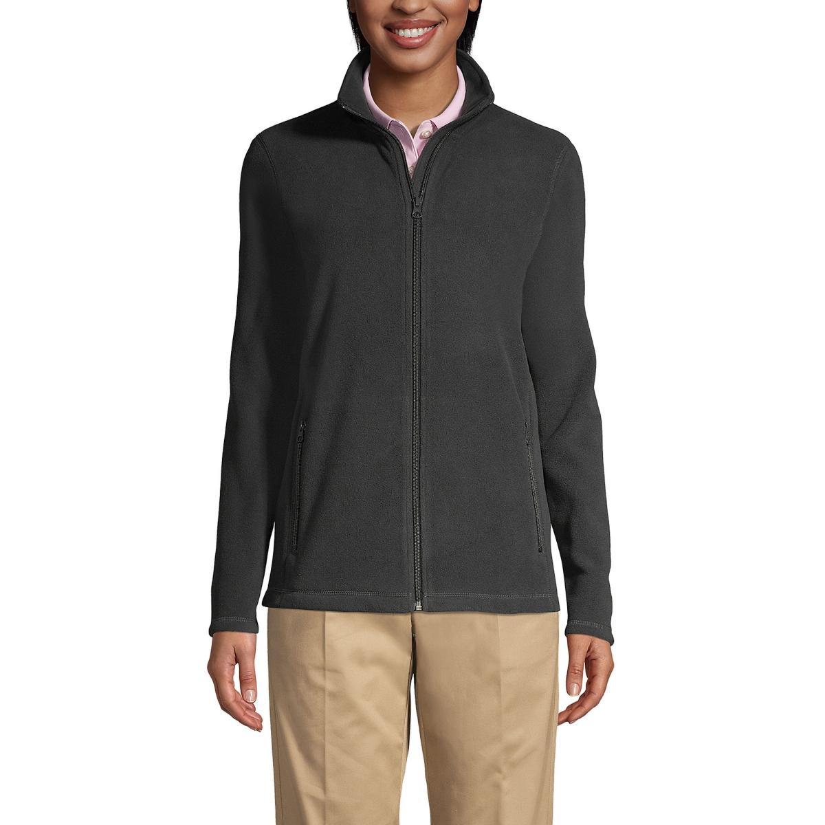 Women's Lands' End Full-Zip Long Sleeve Fleece Jacket, Size: Small, Green Product Image