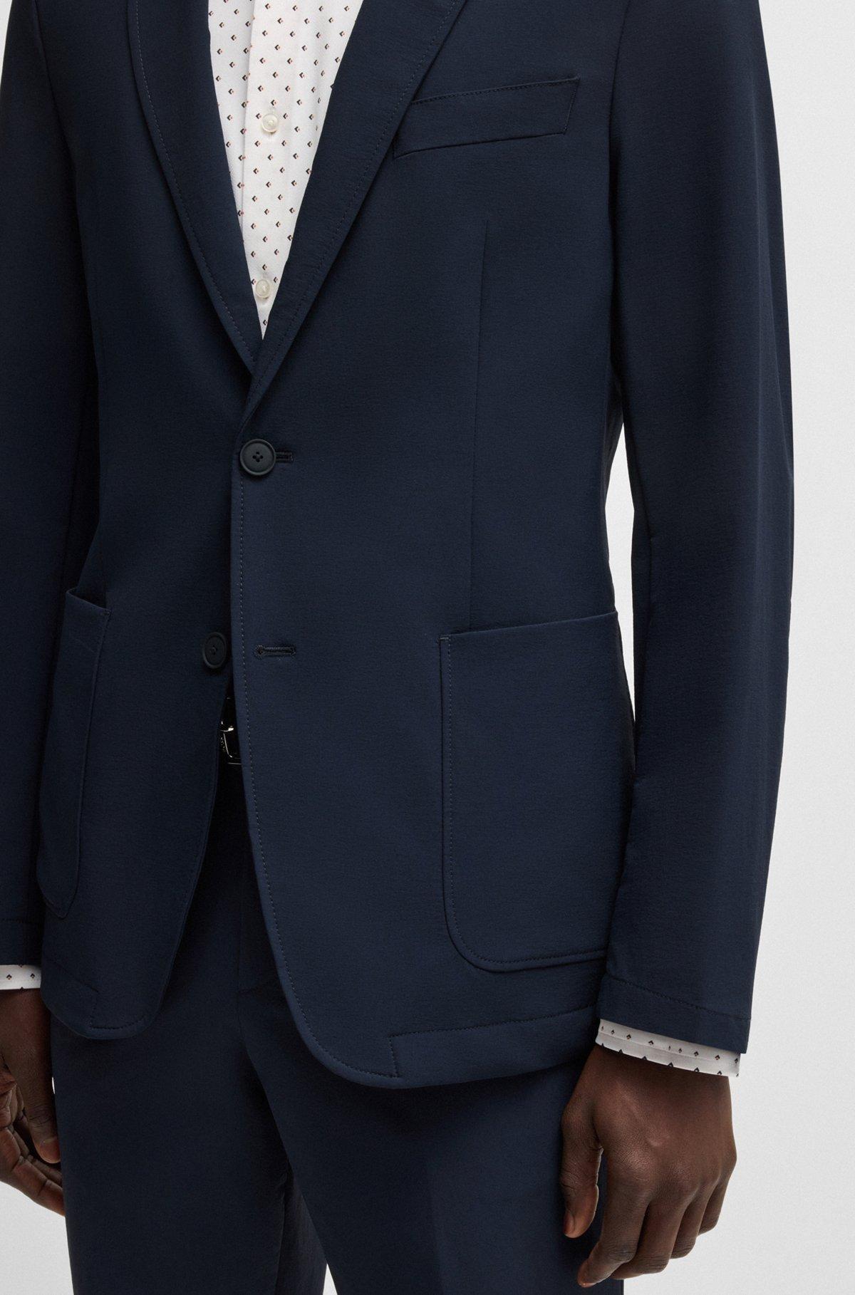 BOSS - Slim-fit suit jacket in travel-friendly stretch softshell - Dark Blue Product Image