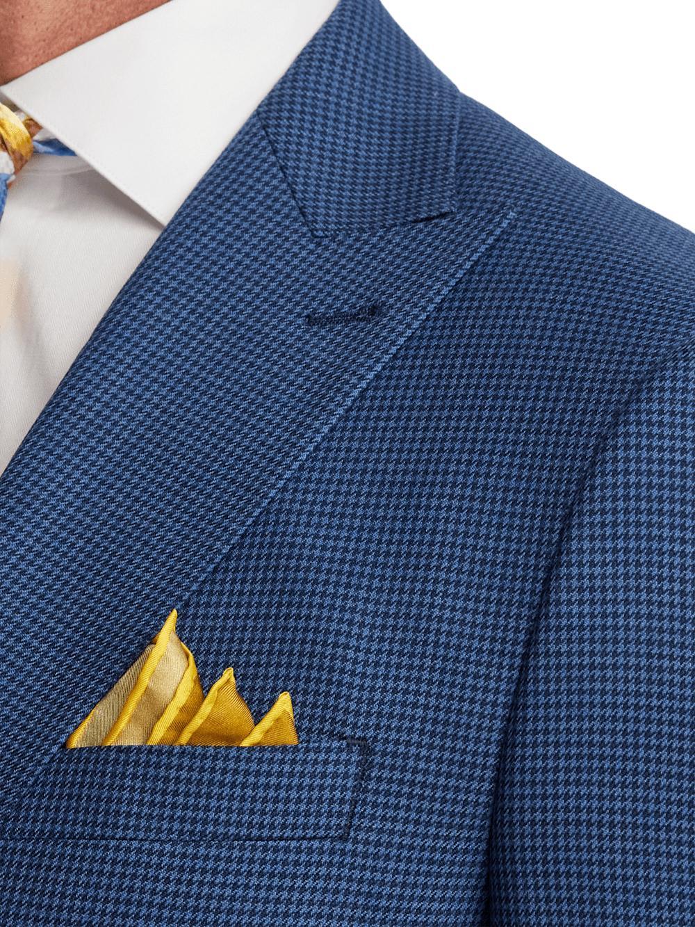 Wool Houndstooth Single Breasted Peak Lapel Suit - Blue Product Image