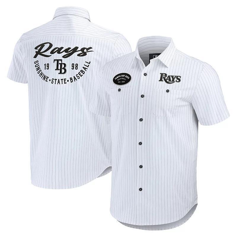 Mens Darius Rucker Collection by Fanatics Tampa Bay Rays Pin Stripe Short Sleeve Button-Up Shirt Product Image