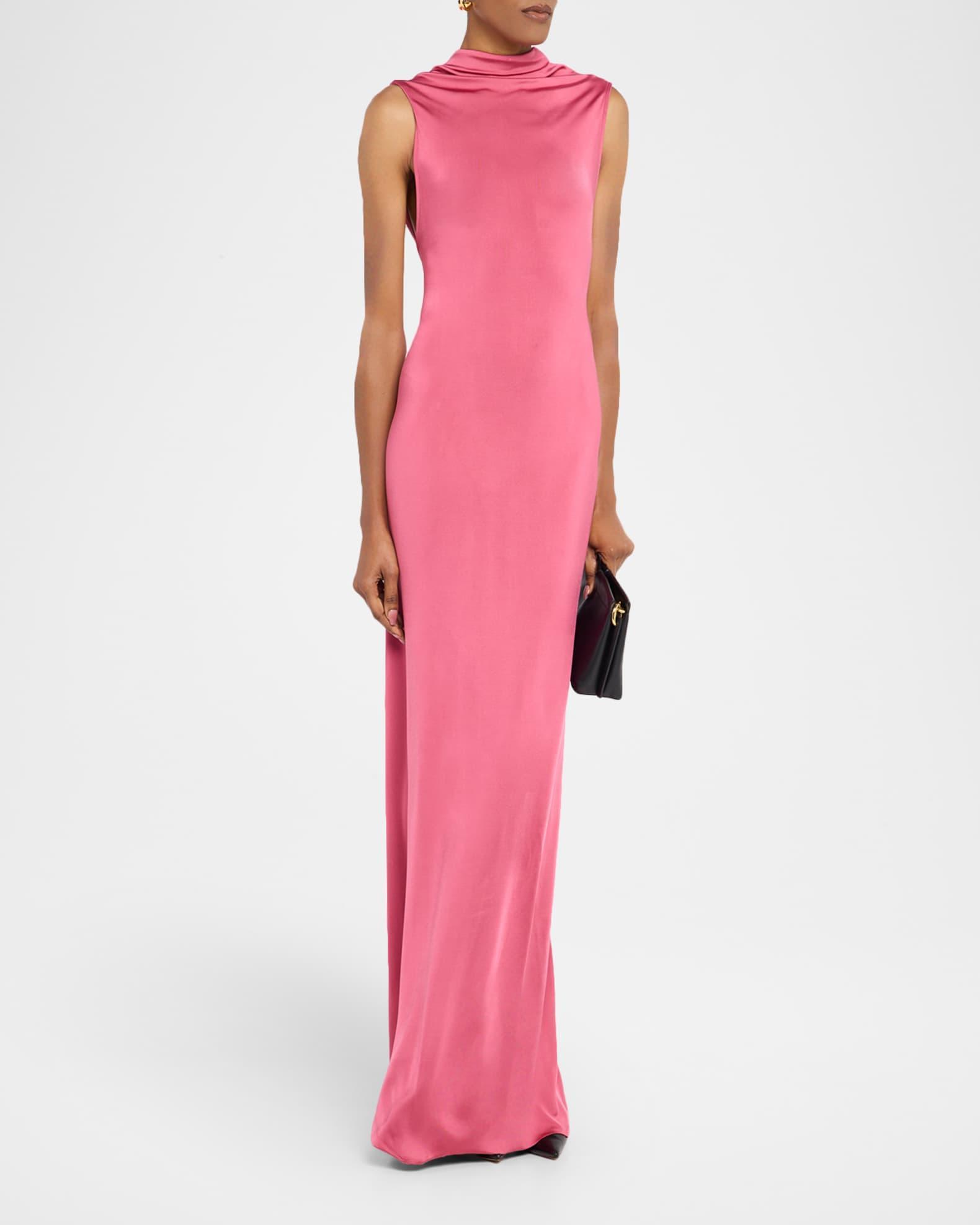 Draped Cutout Twist-Back Column Gown Product Image