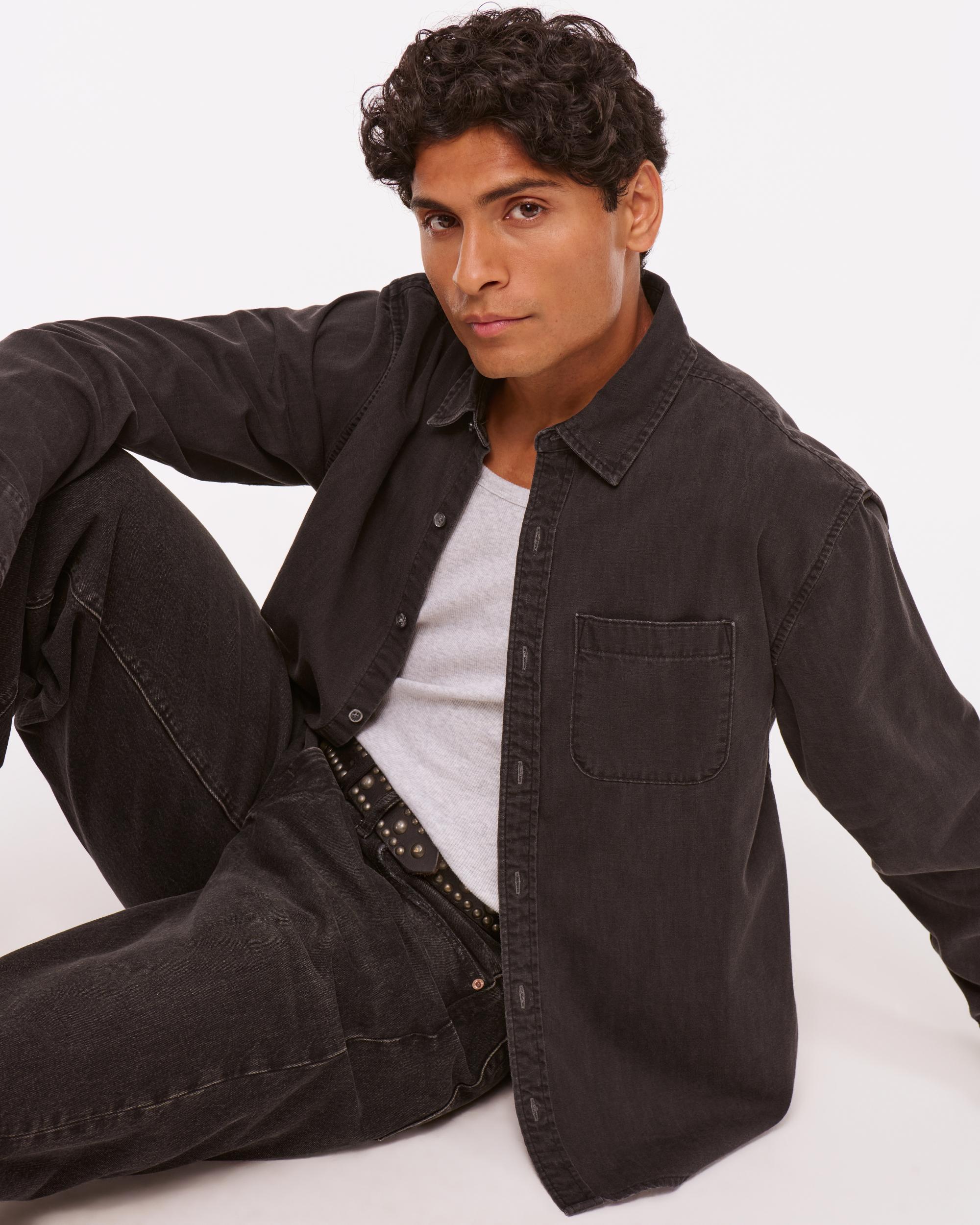 Denim Button-Up Shirt Product Image