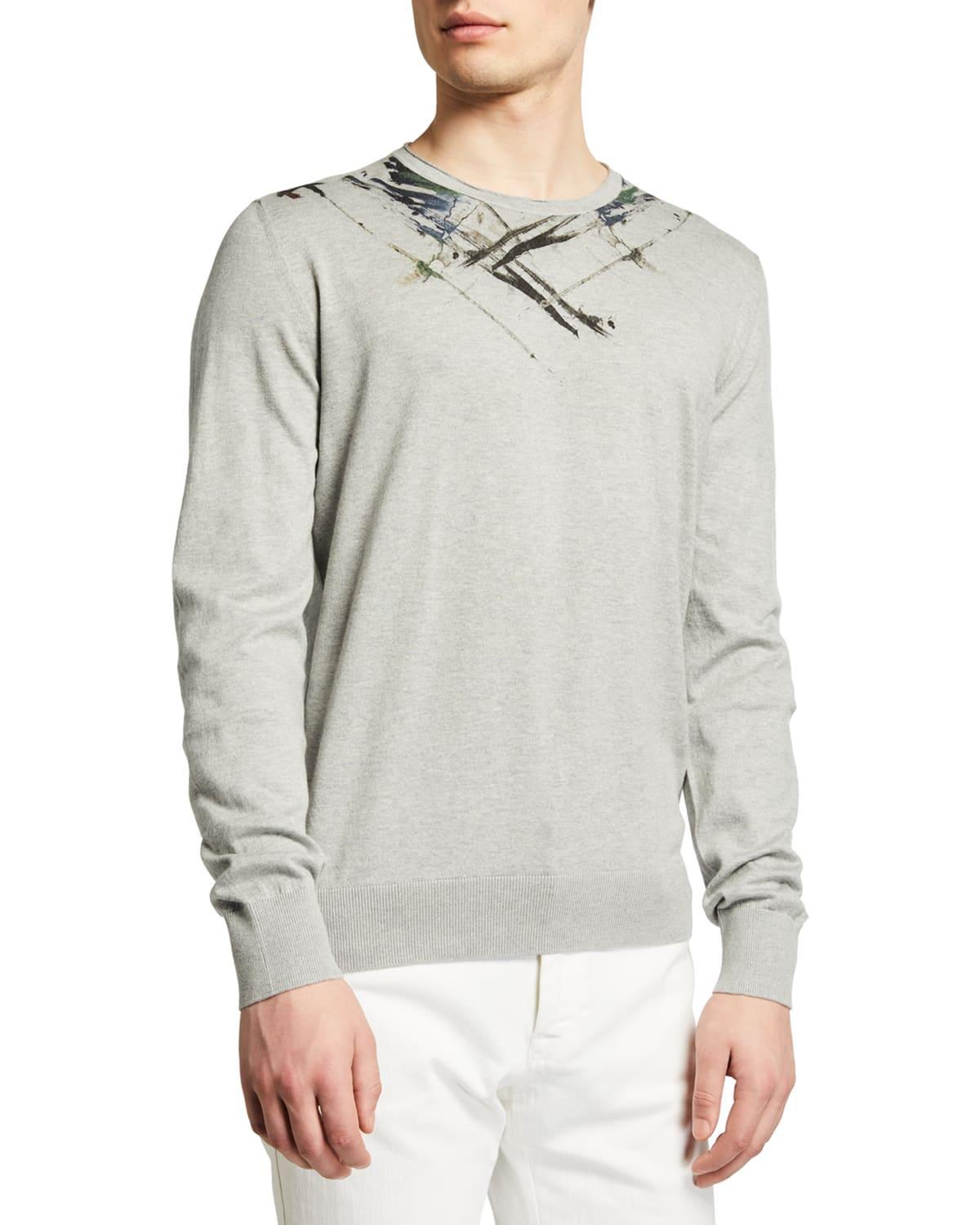 Mens Crew Sweater with Paint Detail Product Image