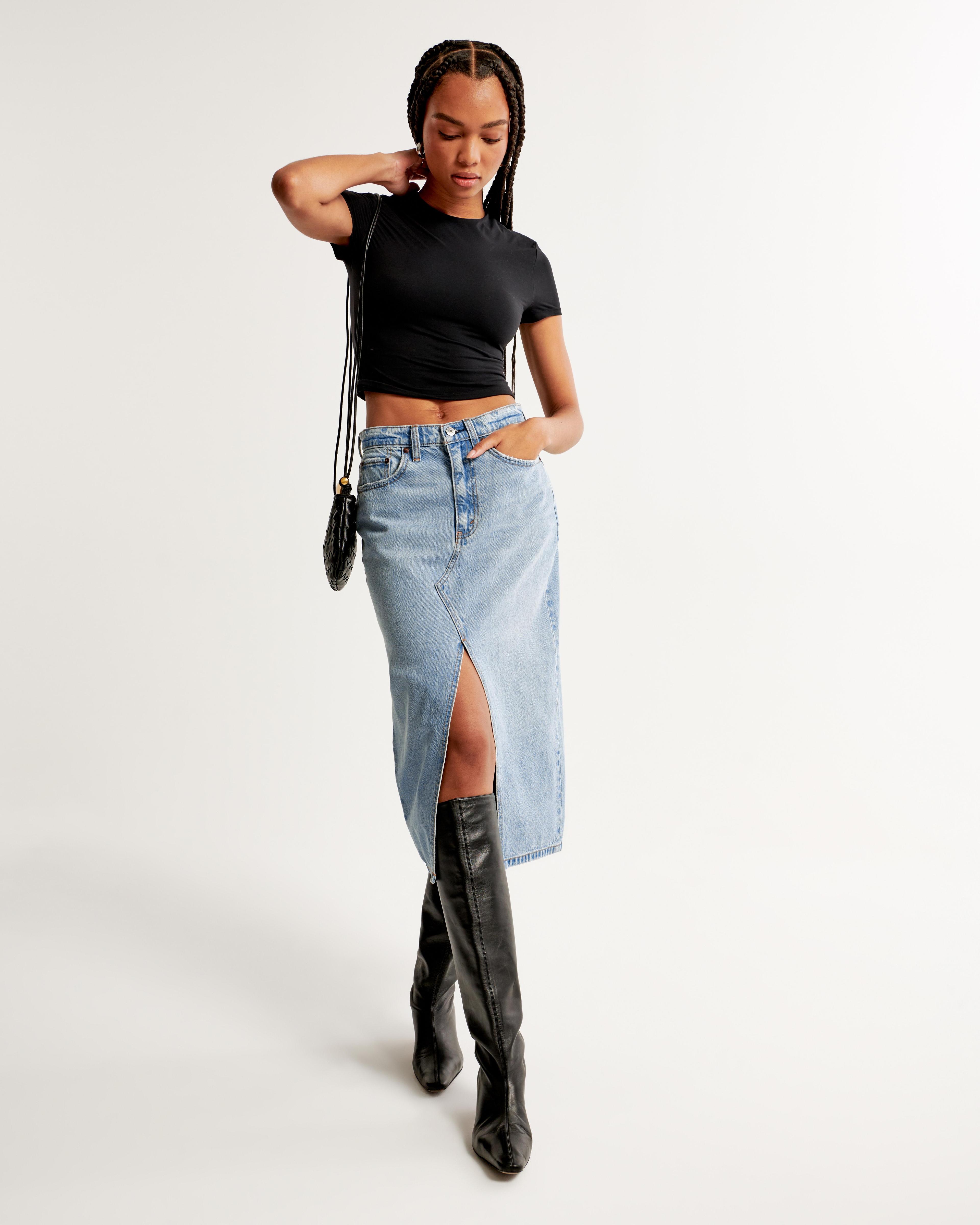 Denim Midi Skirt Product Image