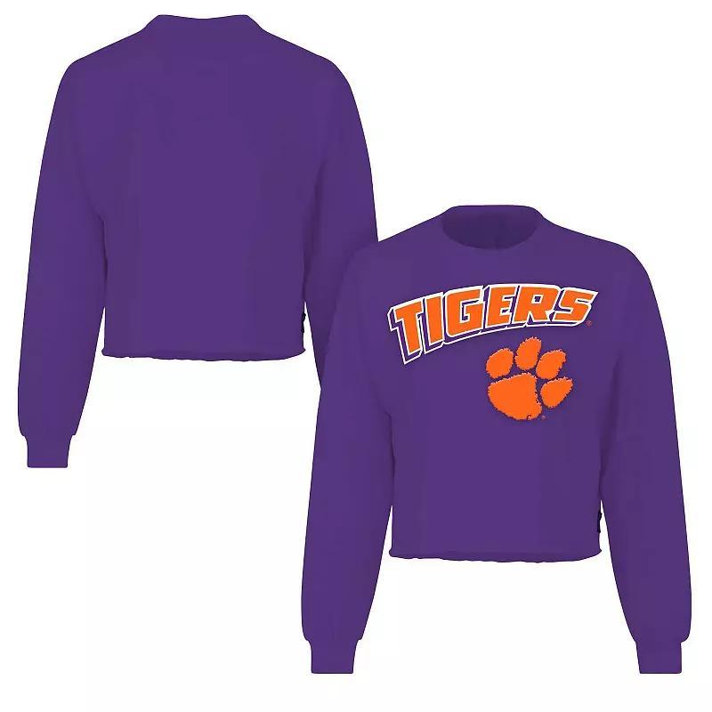 Women's Spirit Jersey Purple Clemson Tigers Slouchy Cropped Long Sleeve T-Shirt, Size: XL Product Image