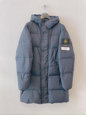 STONE ISLAND Compass-patch Hooded Down Coat In Blue Product Image