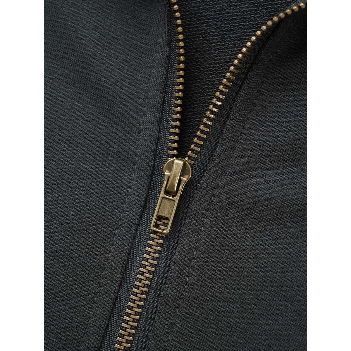 Plus Size Half Zip Hooded Pocket Sweatshirt Women DimGray Casual Patchwork Hooded Everyday Sweatshirts BloomChic 18-20/2X Product Image