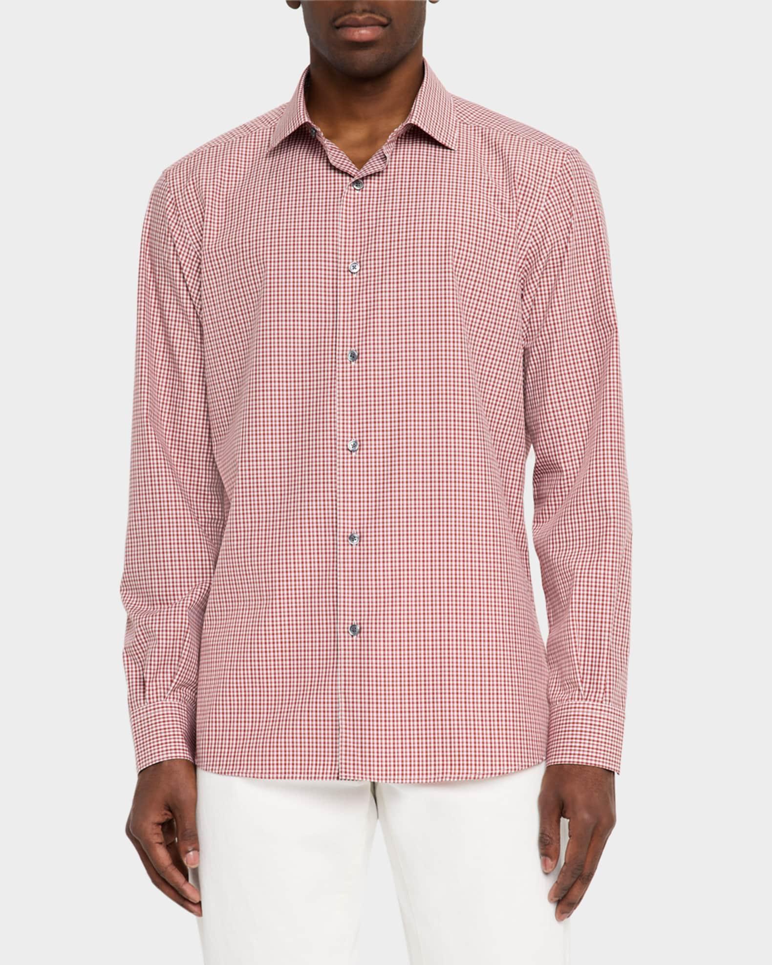 Men's Cotton Check Casual Button-Down Shirt Product Image